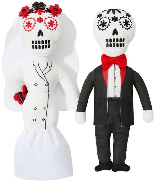 Frisco Sugar Skull Bride & Groom Plush Squeaky Dog Toy, 2 count 3 Frisco Sugar Skull Bride & Groom Plush Squeaky Dog Toy, 2 count