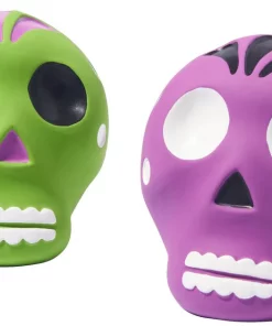 Frisco Halloween Sugar Skulls Latex Squeaky Dog Toy, 2 count