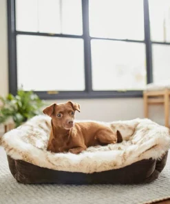 Frisco Faux Fur Rectangular Bolster Cat & Dog Bed