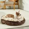 Frisco Faux Fur Velvet Round Bolster Cat & Dog Bed -Dog Cat Corner 270893 MAIN. SY630 V1626881278