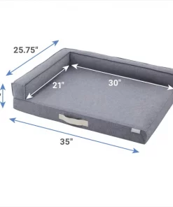 Frisco Chambray Orthopedic Corner Sofa Bolster Dog Bed w/Removable Cover -Dog Cat Corner 270911 PT1. SY630 V1626359928