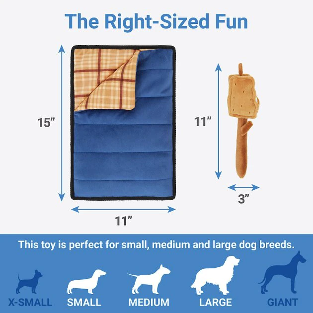 Frisco Camping Smores & Sleeping Bag Flat Plush Squeaky Dog Toy, 2 count 4 Frisco Camping Smores & Sleeping Bag Flat Plush Squeaky Dog Toy, 2 count - Image 2