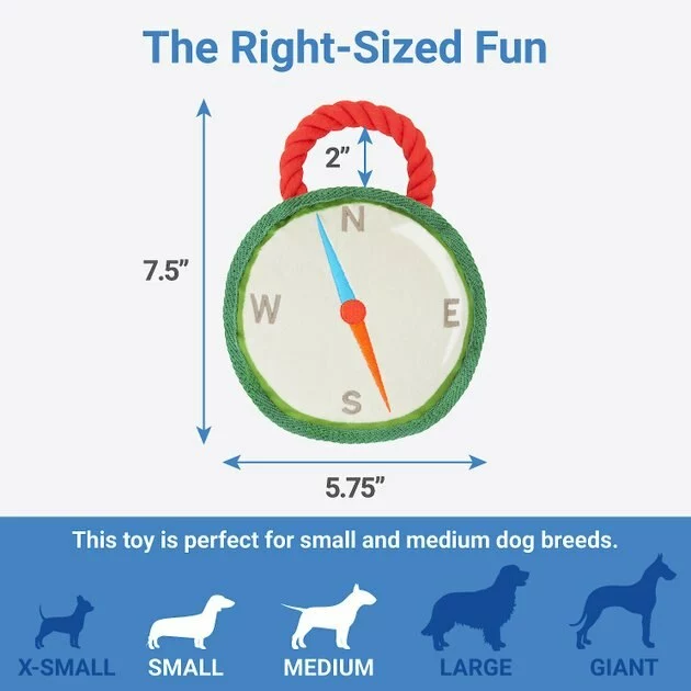 Frisco Camping Compass Plush with Rope Squeaky Dog Toy 4 Frisco Camping Compass Plush with Rope Squeaky Dog Toy - Image 2