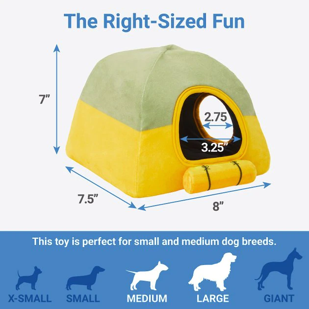 Frisco Camping Tent Hide & Seek Plush Squeaky Dog Toy 4 Frisco Camping Tent Hide & Seek Plush Squeaky Dog Toy - Image 2