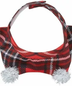 Frisco Red Plaid Guinea Pig Ruffle Collar with Pom Poms, One Size -Dog Cat Corner 276180 PT4. SY630 V1631303135
