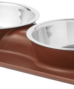 Frisco Double Stainless Steel Dog & Cat Bowl with Silicone Mat