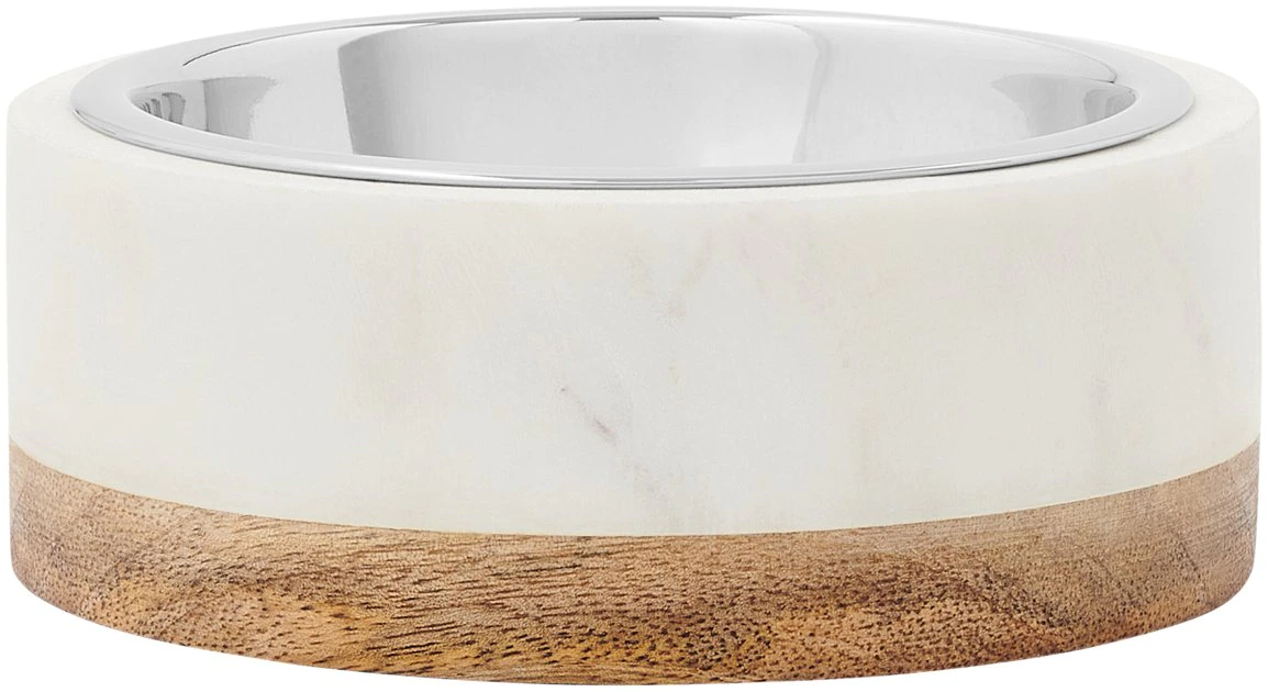 Frisco Marble Design Stainless Steel Dog & Cat Bowl with Wooden Base 3 Frisco Marble Design Stainless Steel Dog & Cat Bowl with Wooden Base