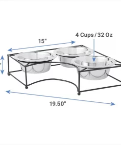 Frisco Straight Triple Corner Feeder Dog & Cat Stainless Steel Bowl -Dog Cat Corner 277561 PT1. SY630 V1628862078