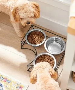 Frisco Straight Triple Corner Feeder Dog & Cat Stainless Steel Bowl -Dog Cat Corner 277561 PT2. SY630 V1630346973