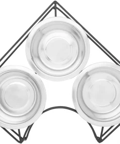 Frisco Straight Triple Corner Feeder Dog & Cat Stainless Steel Bowl -Dog Cat Corner 277561 PT4. SY630 V1627935444