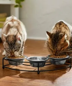 Frisco Curved Triple Feeder Stainless Steel Dog & Cat Bowl -Dog Cat Corner 277562 PT3. SY630 V1630347990