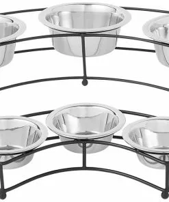Frisco Curved Triple Feeder Stainless Steel Dog & Cat Bowl -Dog Cat Corner 277562 PT5. SY630 V1627936115