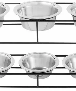 Frisco Straight Triple Feeder Stainless Steel Dog & Cat Bowl -Dog Cat Corner 277568 PT5. SY630 V1627936036