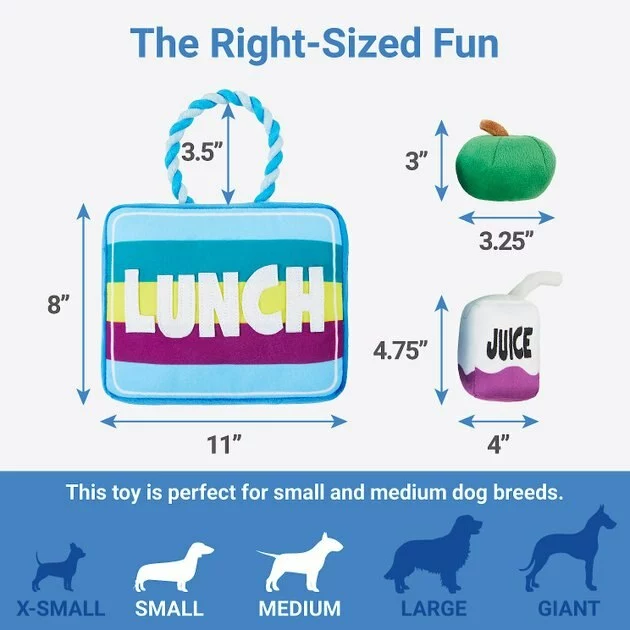 Frisco Lunchbox with Juice & Apple Plush with Rope Squeaky Dog Toy, 3 count 4 Frisco Lunchbox with Juice & Apple Plush with Rope Squeaky Dog Toy, 3 count - Image 2
