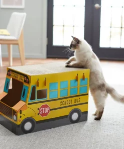 Frisco School Bus Cardboard Cat Toy, 2-Story -Dog Cat Corner 279835 PT3. SY630 V1628191138