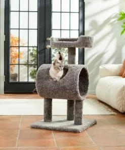 Frisco 35-in Real Carpet Cat Tree with Tunnel
