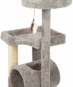 Frisco 54-in Real Carpet Cat Tree with Tunnel and Square Perches, Gray -Dog Cat Corner 282767 PT3. SY630 V1621949643