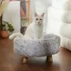 Frisco Eyelash Fur Round Elevated Cat Bed -Dog Cat Corner 285212 MAIN. SY630 V1625009298