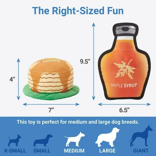 Frisco Pancakes & Maple Syrup Plush Squeaky Dog Toy, 2 count 4 Frisco Pancakes & Maple Syrup Plush Squeaky Dog Toy, 2 count - Image 2