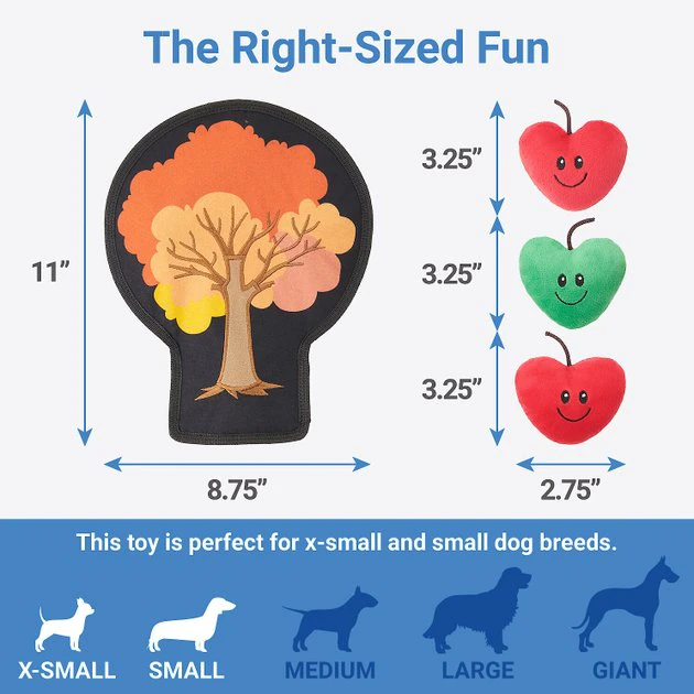 Frisco Autumn Tree with Apples Interactive Plush Squeaky Dog Toy, 4 count 4 Frisco Autumn Tree with Apples Interactive Plush Squeaky Dog Toy, 4 count - Image 2