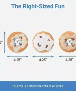 Frisco Maple Bacon Donut Plush Cat Toy with Catnip, 3 count -Dog Cat Corner 285653 PT1. SY630 V1636990882