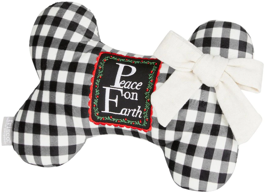 Frisco Holiday "All Is Bright" Reversible Bone Plush Squeaky Dog Toy 3 Frisco Holiday "All Is Bright" Reversible Bone Plush Squeaky Dog Toy