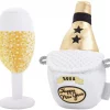 Frisco New Year's Eve Champagne & Flute Plush Squeaky Dog Toy, 2 count -Dog Cat Corner 288486 MAIN. SY630 V1638289275