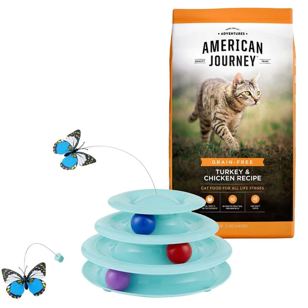 American Journey||Frisco American Journey Turkey & Chicken Recipe Grain-Free Dry Food + Frisco Cat Tracks Butterfly Cat Toy 3 American Journey||Frisco American Journey Turkey & Chicken Recipe Grain-Free Dry Food + Frisco Cat Tracks Butterfly Cat Toy