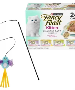 Fancy Feast||Frisco Fancy Feast Tender Feast Canned Food + Frisco Bird Teaser with Feathers Cat Toy, Blue
