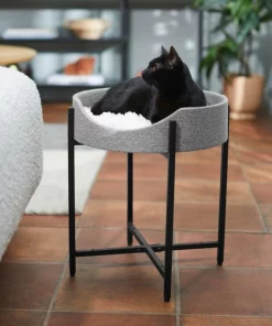 Frisco Modern Elevated Wrought Iron Cat Bed with Eyelash Cushion