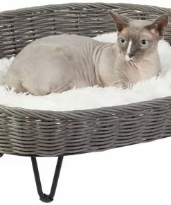 Frisco Elevated Rectangle Wicker Dog & Cat Bed with Eyelash Faux Fur Cushion 9 Frisco Elevated Rectangle Wicker Dog & Cat Bed with Eyelash Faux Fur Cushion -Dog Cat Corner 296678 PT2. SY630 V1633727736
