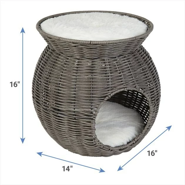 Frisco Round Wicker Cat Condo with Top Perch 4 Frisco Round Wicker Cat Condo with Top Perch - Image 2