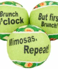 Frisco Brunch Fetch Squeaky Tennis Ball Dog Toy, 3 count