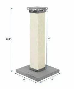 Frisco 33.5-in Sisal Cat Scratching Post, Gray + Frisco Sisal Mat, Medium -Dog Cat Corner 297950 PT2. SY630 V1622740343