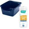 Frisco High Sided Cat Litter Box, Navy, Extra Large 24-in + Frisco Litter Box Cleaning Wipes, 40 count -Dog Cat Corner 297976 MAIN. SY630 V1621287734