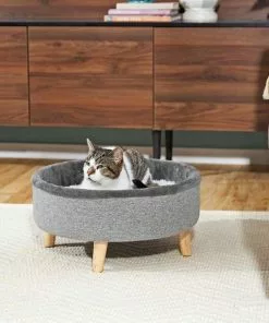 Frisco Modern Round Elevated Cat Bed + Frisco High Sided Cat Litter Box, Navy, Extra Large 24-in -Dog Cat Corner 297988 PT3. SY630 V1621259858