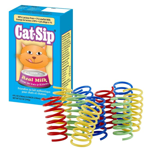 PetAg||Frisco PetAg CatSip Real Milk Liquid Cat & Kittens Treat, 8-oz carton + Frisco Colorful Springs Cat Toy, 10 count 3 PetAg||Frisco PetAg CatSip Real Milk Liquid Cat & Kittens Treat, 8-oz carton + Frisco Colorful Springs Cat Toy, 10 count