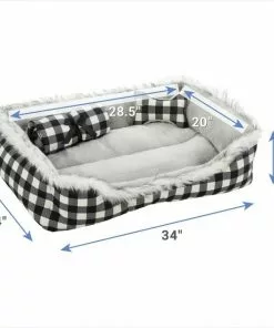 Frisco Buffalo Check Cuddler Pet Bed & Gift Set, Black & White -Dog Cat Corner 299398 PT1. SY630 V1638978713