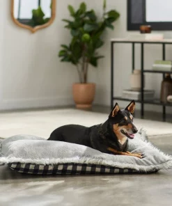 Frisco Buffalo Check Pillow Dog & Cat Bed, Black & White