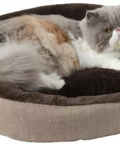 Frisco Herringbone Hi-Low Cuddler Dog & Cat Bed -Dog Cat Corner 299436 PT2. SY630 V1638288229