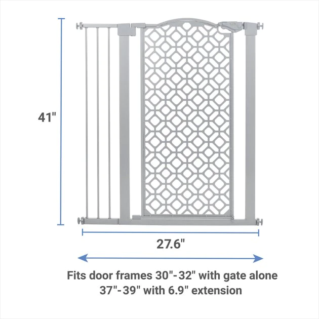 Frisco Metal Geometric Pattern Extra Tall Auto-close Dog Gate 4 Frisco Metal Geometric Pattern Extra Tall Auto-close Dog Gate - Image 2