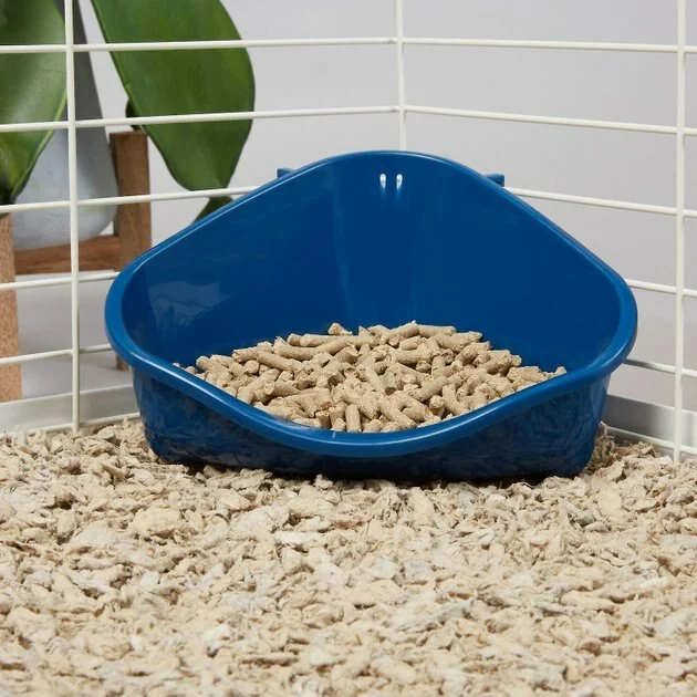 Frisco Corner Litter Box, Navy, X-Small + Small Animal Bedding, Natural 7 Frisco Corner Litter Box, Navy, X-Small + Small Animal Bedding, Natural - Image 5