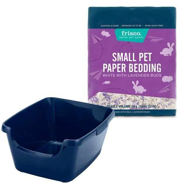 Frisco High Sided Litter Box + Small Animal Bedding, Lavender 3 Frisco High Sided Litter Box + Small Animal Bedding, Lavender