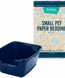 Frisco High Sided Litter Box + Small Animal Bedding, White