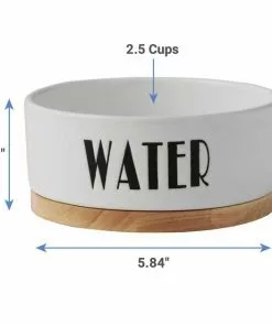 Frisco Ceramic Bowl with Wood Base, 2.5 Cups + Treat Jar, 4 Cups -Dog Cat Corner 302412 PT2. SY630 V1623062247