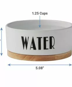 Frisco Ceramic Dog & Cat Water + Food Bowl with Wood Base -Dog Cat Corner 302414 PT2. SY630 V1623058055