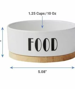 Frisco Ceramic Dog & Cat Water + Food Bowl with Wood Base -Dog Cat Corner 302414 PT6. SY630 V1623056847
