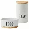 Frisco Ceramic Dog Bowl with Wood Base, 2.5 Cups + Treat Jar, 4 Cups -Dog Cat Corner 302418 MAIN. SY630 V1623055041