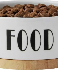 Frisco Ceramic Dog Bowl with Wood Base, 2.5 Cups + Treat Jar, 4 Cups -Dog Cat Corner 302418 PT2. SY630 V1623058353