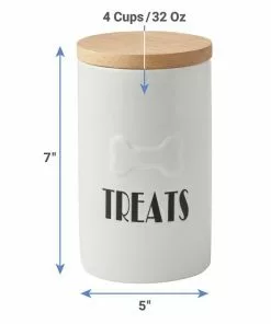 Frisco Ceramic Dog Bowl with Wood Base, 2.5 Cups + Treat Jar, 4 Cups -Dog Cat Corner 302418 PT7. SY630 V1623061652